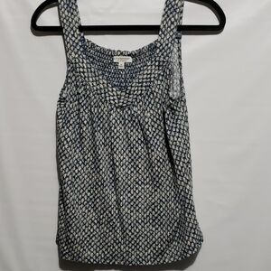 Liverpool Women's XS Blue and White Navy Text Dot Sleeveless Top